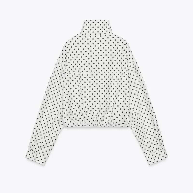 Elegant Polka Dot Jacket Sets For Women Autumn Stand Collar Drawstring Coats High Waist Shorts 2 Pieces Sets Lady Street Outfits