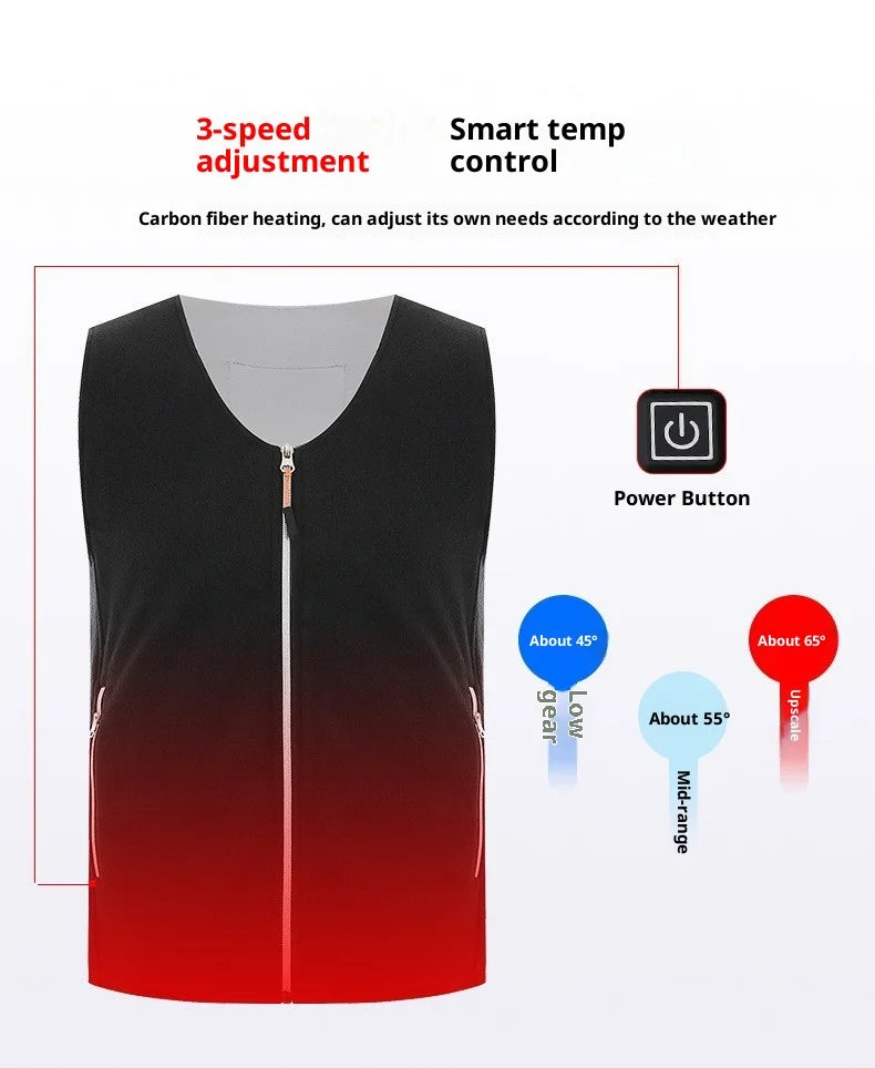 Heated Fleece Vest Smart Warming Jacket Winter Electric Thermal Coat Men Women USB Charging Lightweight Outdoor Sports