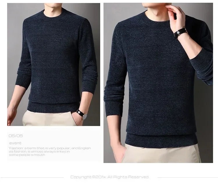 Men's Sweater Wool Warm Pullovers O-Neck Knit Winter Fit Tops Male Thick Knitwear Mens Jumpers Bottoming Shirt Plus Size 4XL 3XL