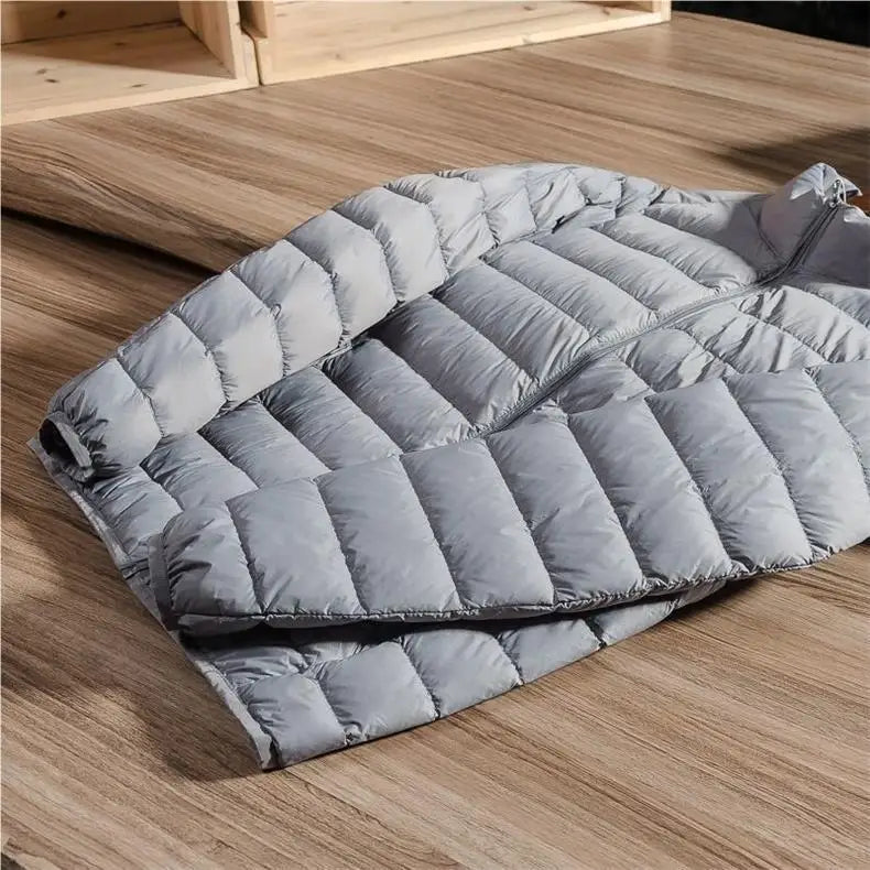 Lightweight Men's Quilted Jacket Hooded Stand Collar All-Match Winter Coat Casual Versatile Cotton Blend Fashion for All Seasons