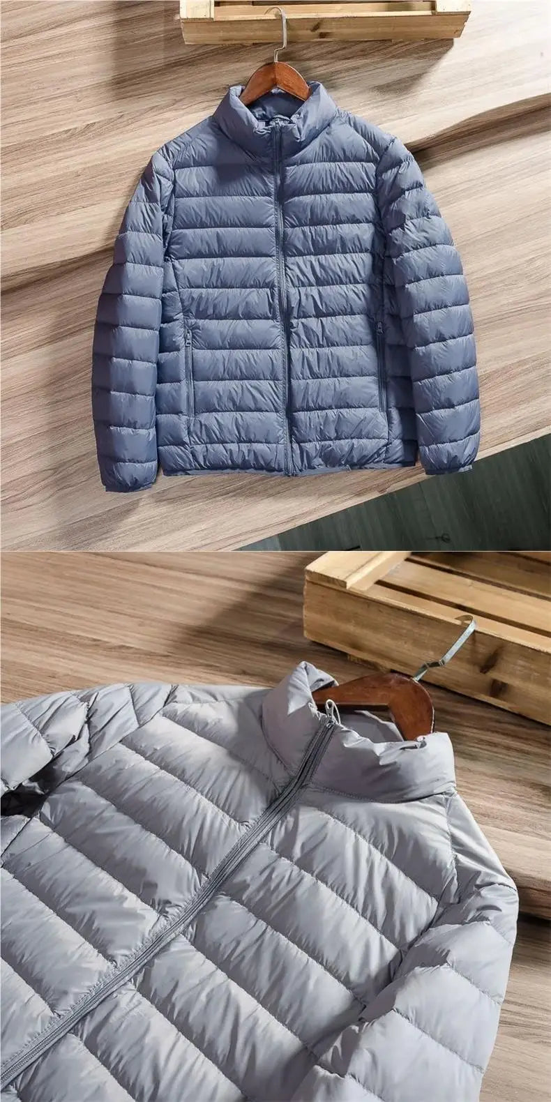 Lightweight Men's Quilted Jacket Hooded Stand Collar All-Match Winter Coat Casual Versatile Cotton Blend Fashion for All Seasons