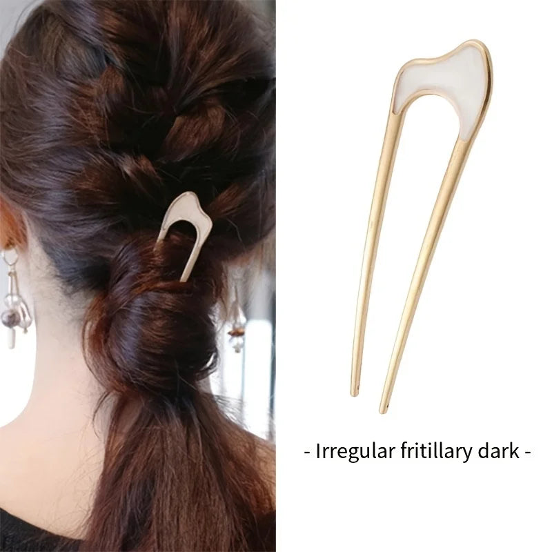 3pcs French Style U-shaped Hair Forks Vintage Hairpins Updo Bun Hair Accessories For Women Female