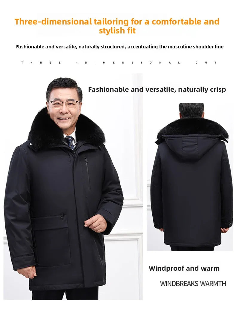 Canada Fashion Winter Jacket for Men Down Coat Parka Men's White Goose Down Jacket Long Padding Detachable Down Inner Liner H819