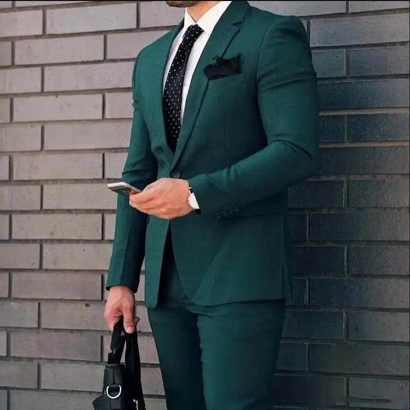 Latest Design Dark Green Men Suits 2025 Slim Fit Notched Lapel Groom Tuxedo Custom Costume Homme Mariage 2 Piece (Jacket+Pants)