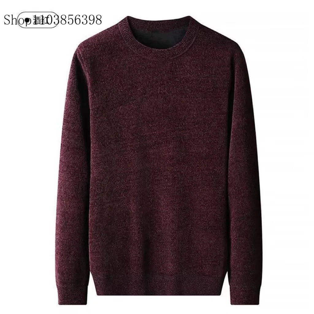 Men's Sweater Wool Warm Pullovers O-Neck Knit Winter Fit Tops Male Thick Knitwear Mens Jumpers Bottoming Shirt Plus Size 4XL 3XL