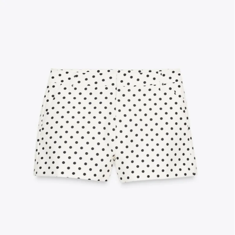 Elegant Polka Dot Jacket Sets For Women Autumn Stand Collar Drawstring Coats High Waist Shorts 2 Pieces Sets Lady Street Outfits