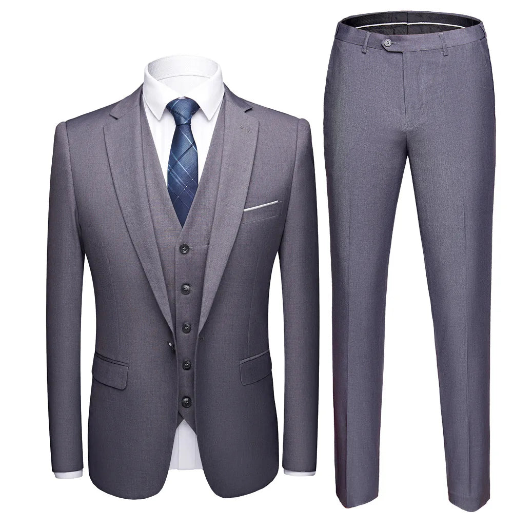 Men Suits Blazers 3 Pieces 2 Sets Elegant  Wedding Business Vest Pants Blue Coats 2022 Formal Jackets Korean