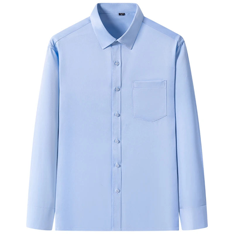 New Elasticity Anti-Wrinkle Men's Shirts Long Sleeves Dress Shirts For Men Slim Fit Camisa Social Business Blouse White Shirt