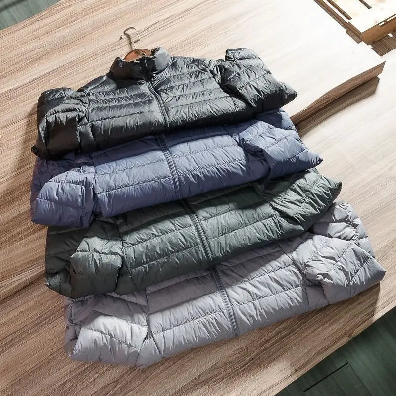 Lightweight Men's Quilted Jacket Hooded Stand Collar All-Match Winter Coat Casual Versatile Cotton Blend Fashion for All Seasons