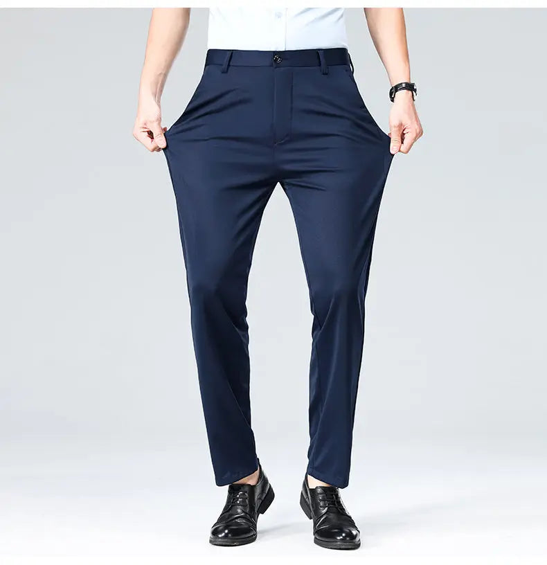 Men's Stretch Suit Pants Business Casual Dress Pants Wrinkle Resistant 4-Way Stretch Golf Casual Pants Spring Summer Blue Black