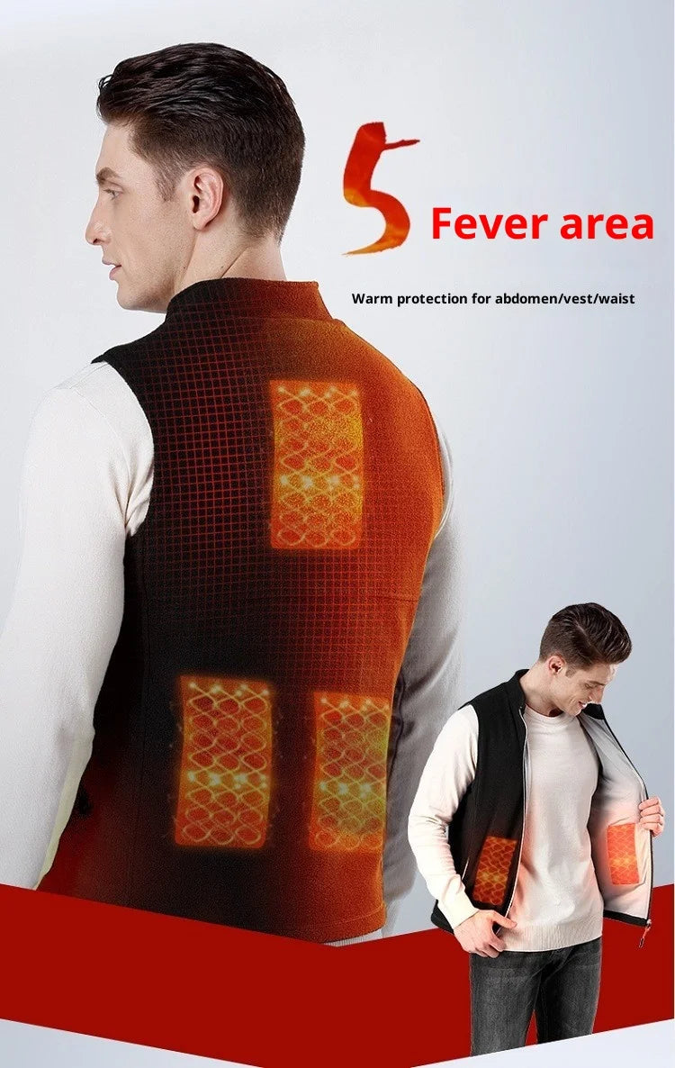 Heated Fleece Vest Smart Warming Jacket Winter Electric Thermal Coat Men Women USB Charging Lightweight Outdoor Sports