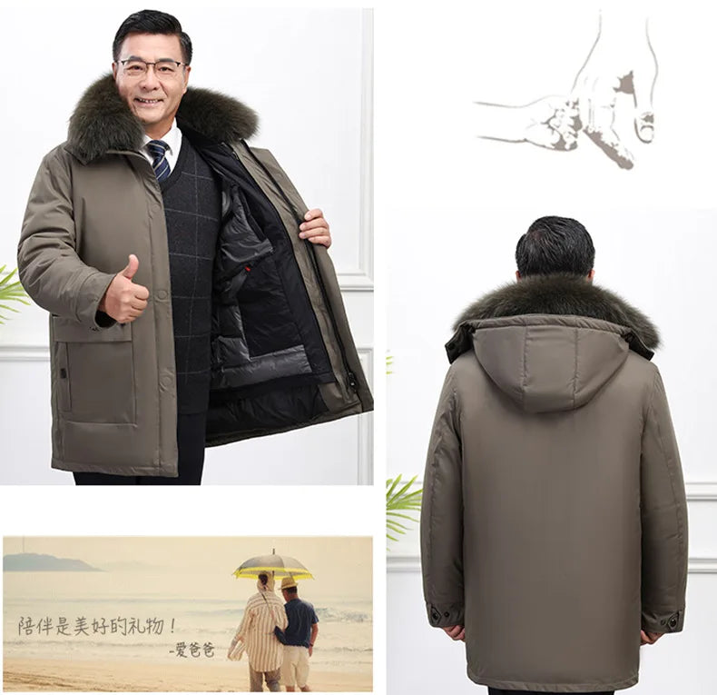Canada Fashion Winter Jacket for Men Down Coat Parka Men's White Goose Down Jacket Long Padding Detachable Down Inner Liner H819