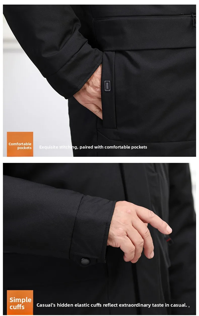Canada Fashion Winter Jacket for Men Down Coat Parka Men's White Goose Down Jacket Long Padding Detachable Down Inner Liner H819