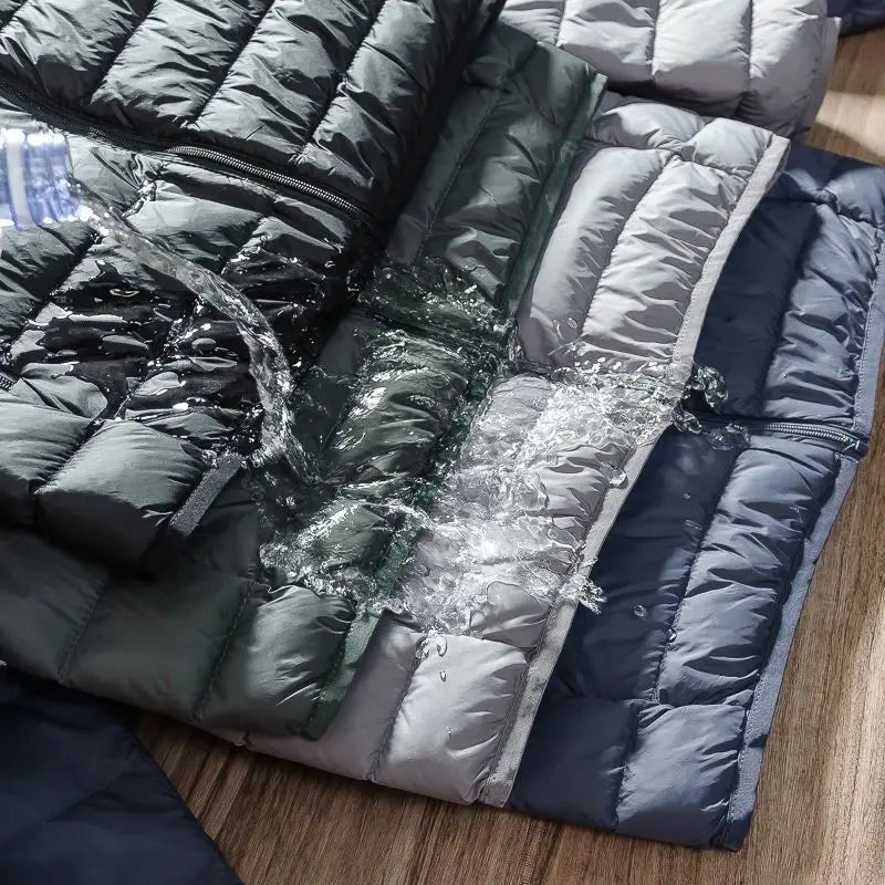 Lightweight Men's Quilted Jacket Hooded Stand Collar All-Match Winter Coat Casual Versatile Cotton Blend Fashion for All Seasons