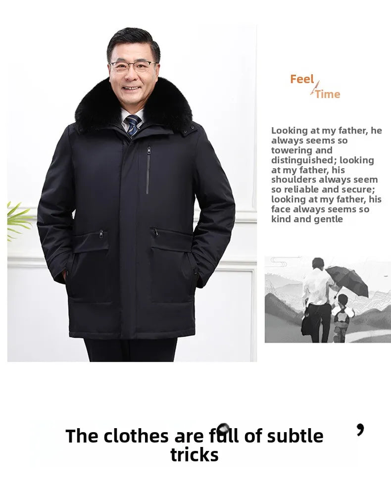 Canada Fashion Winter Jacket for Men Down Coat Parka Men's White Goose Down Jacket Long Padding Detachable Down Inner Liner H819