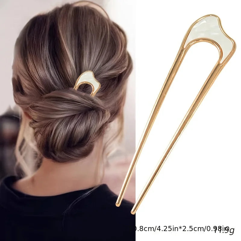 3pcs French Style U-shaped Hair Forks Vintage Hairpins Updo Bun Hair Accessories For Women Female