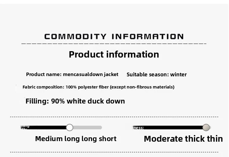 Canada Fashion Winter Jacket for Men Down Coat Parka Men's White Goose Down Jacket Long Padding Detachable Down Inner Liner H819