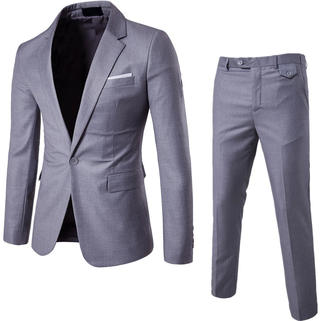 Men Suits Blazers 3 Pieces 2 Sets Elegant  Wedding Business Vest Pants Blue Coats 2022 Formal Jackets Korean