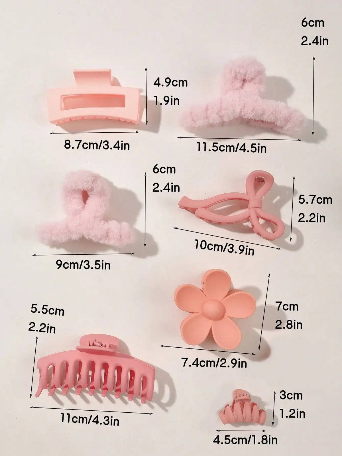 8Pcs Autumn Winter Pink Fashion Hair Accessories for Women 4.9Inch Large Hair Claw Clips,Matte Banana Clip,Strong Hold Jaw Clip