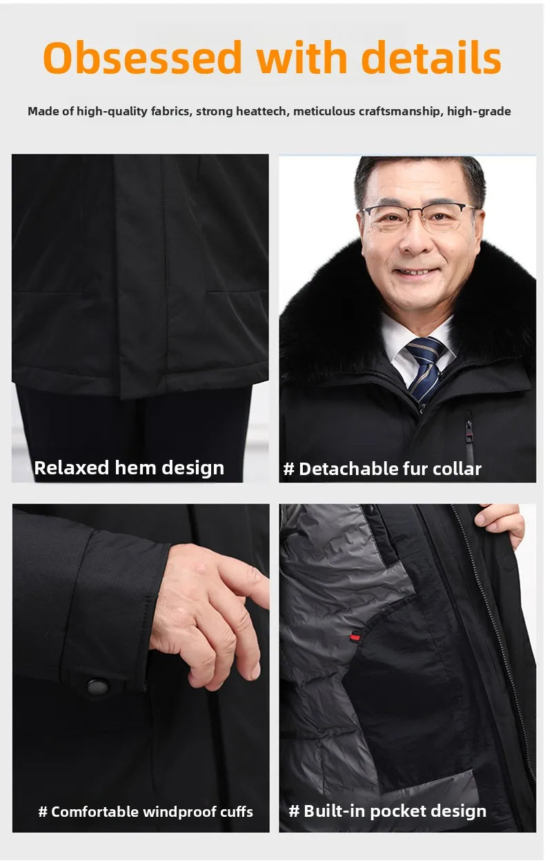 Canada Fashion Winter Jacket for Men Down Coat Parka Men's White Goose Down Jacket Long Padding Detachable Down Inner Liner H819