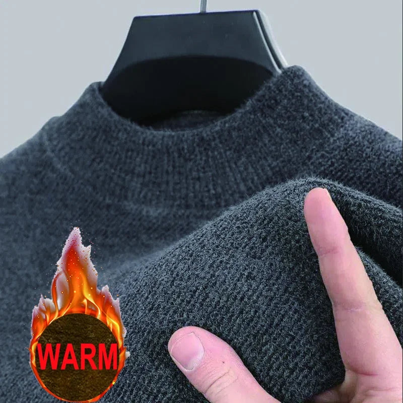 Men's Sweater Wool Warm Pullovers O-Neck Knit Winter Fit Tops Male Thick Knitwear Mens Jumpers Bottoming Shirt Plus Size 4XL 3XL