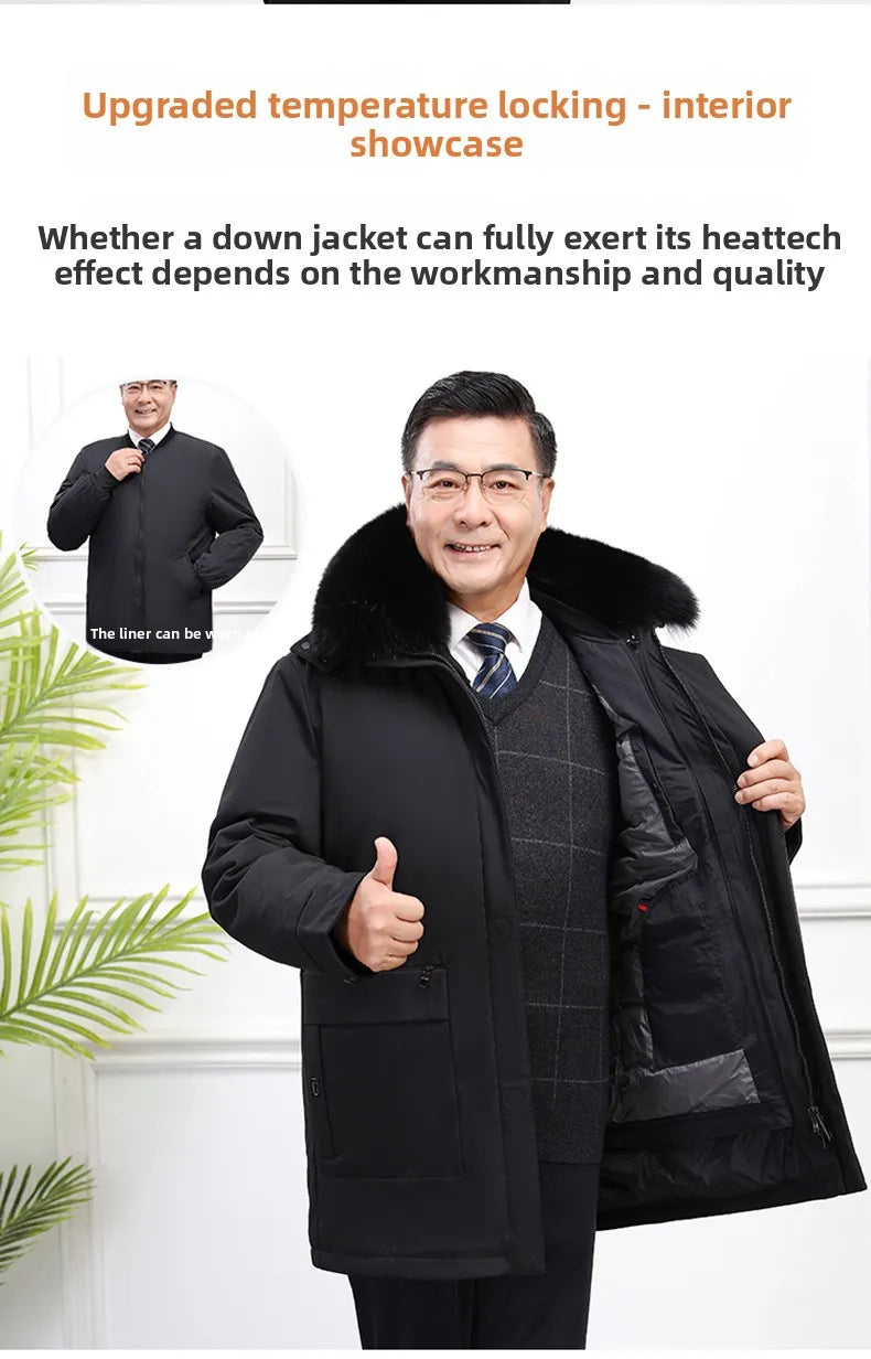 Canada Fashion Winter Jacket for Men Down Coat Parka Men's White Goose Down Jacket Long Padding Detachable Down Inner Liner H819