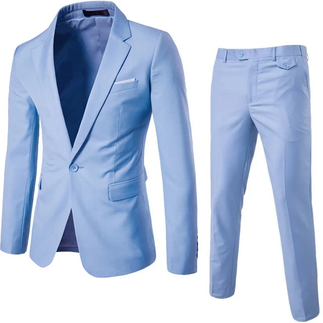 Men Suits Blazers 3 Pieces 2 Sets Elegant  Wedding Business Vest Pants Blue Coats 2022 Formal Jackets Korean