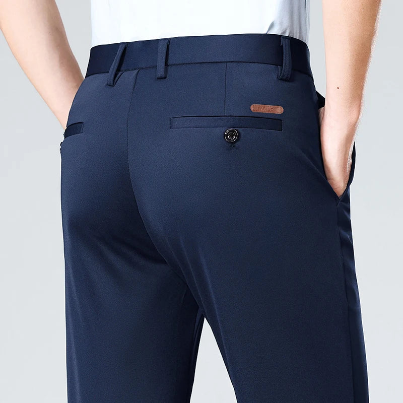 Men's Stretch Suit Pants Business Casual Dress Pants Wrinkle Resistant 4-Way Stretch Golf Casual Pants Spring Summer Blue Black