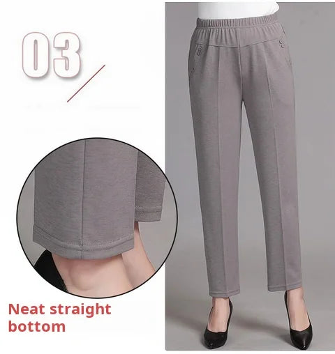 5XL 6XL 7XL 8XL Women Summer Pants Plus size Elastic High Waist Casual Ninth Pants Middle-aged Elderly Female Straight Mom Pants
