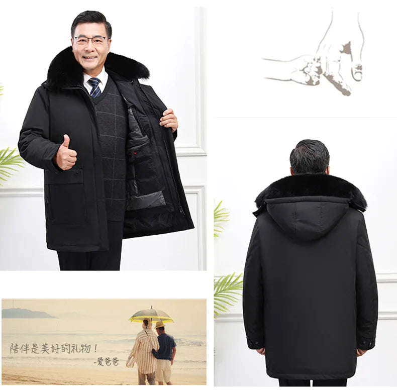 Canada Fashion Winter Jacket for Men Down Coat Parka Men's White Goose Down Jacket Long Padding Detachable Down Inner Liner H819