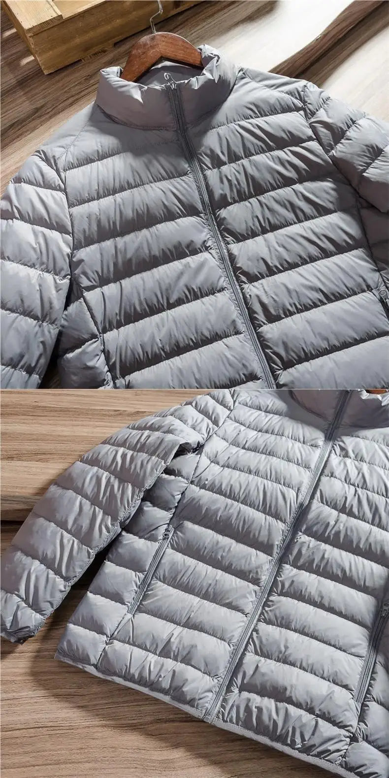 Lightweight Men's Quilted Jacket Hooded Stand Collar All-Match Winter Coat Casual Versatile Cotton Blend Fashion for All Seasons