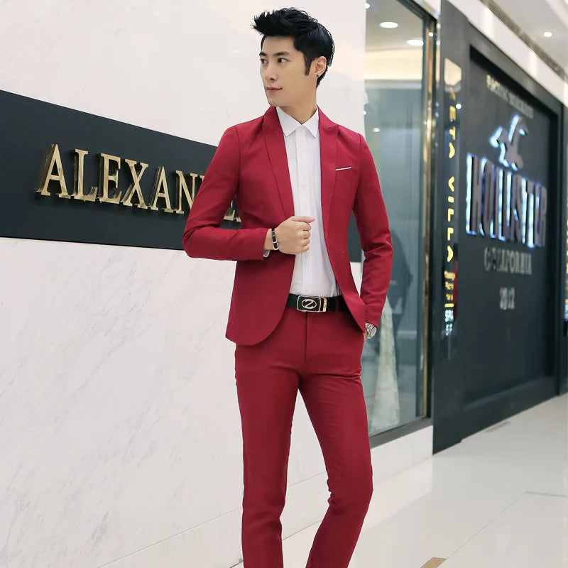 Men Suits Blazers 3 Pieces 2 Sets Elegant  Wedding Business Vest Pants Blue Coats 2022 Formal Jackets Korean
