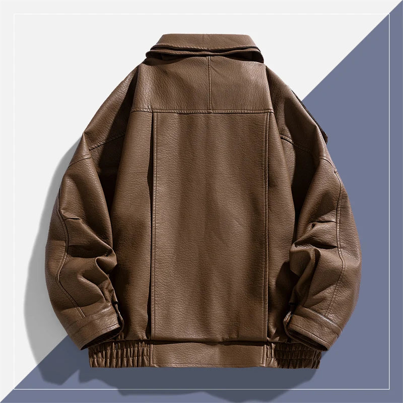 Autumn Winter New High Quality Outdoor Handsome Windproof Breathable Leather Jacket Comfortable Multi functional Trendy Jacket