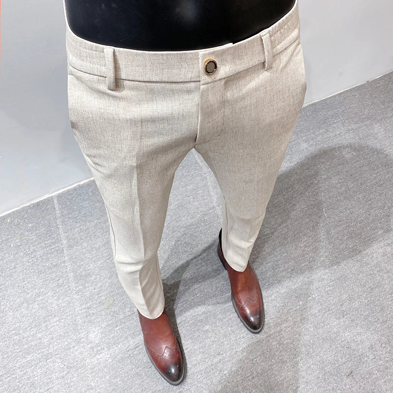 Men Suit Pants Formal Trousers Stretch Slim Pantalone Hombre Calça Masculina Solid Color Casual Dress Pants Fashion Men Clothing