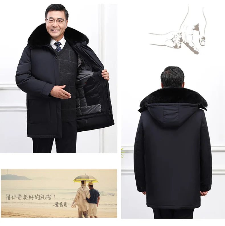 Canada Fashion Winter Jacket for Men Down Coat Parka Men's White Goose Down Jacket Long Padding Detachable Down Inner Liner H819