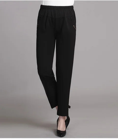 5XL 6XL 7XL 8XL Women Summer Pants Plus size Elastic High Waist Casual Ninth Pants Middle-aged Elderly Female Straight Mom Pants