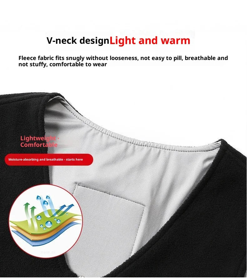 Heated Fleece Vest Smart Warming Jacket Winter Electric Thermal Coat Men Women USB Charging Lightweight Outdoor Sports