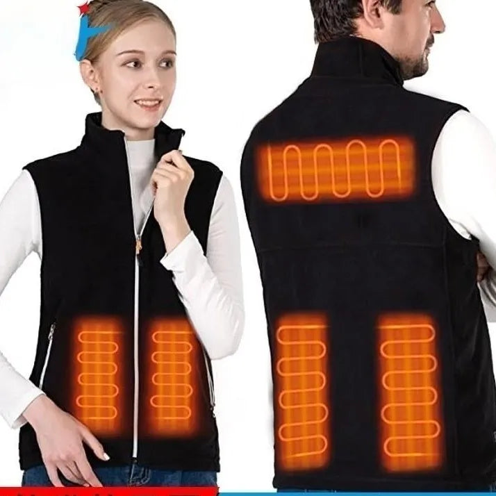 Heated Fleece Vest Smart Warming Jacket Winter Electric Thermal Coat Men Women USB Charging Lightweight Outdoor Sports