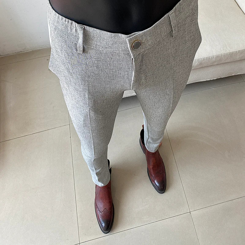 Men Suit Pants Formal Trousers Stretch Slim Pantalone Hombre Calça Masculina Solid Color Casual Dress Pants Fashion Men Clothing