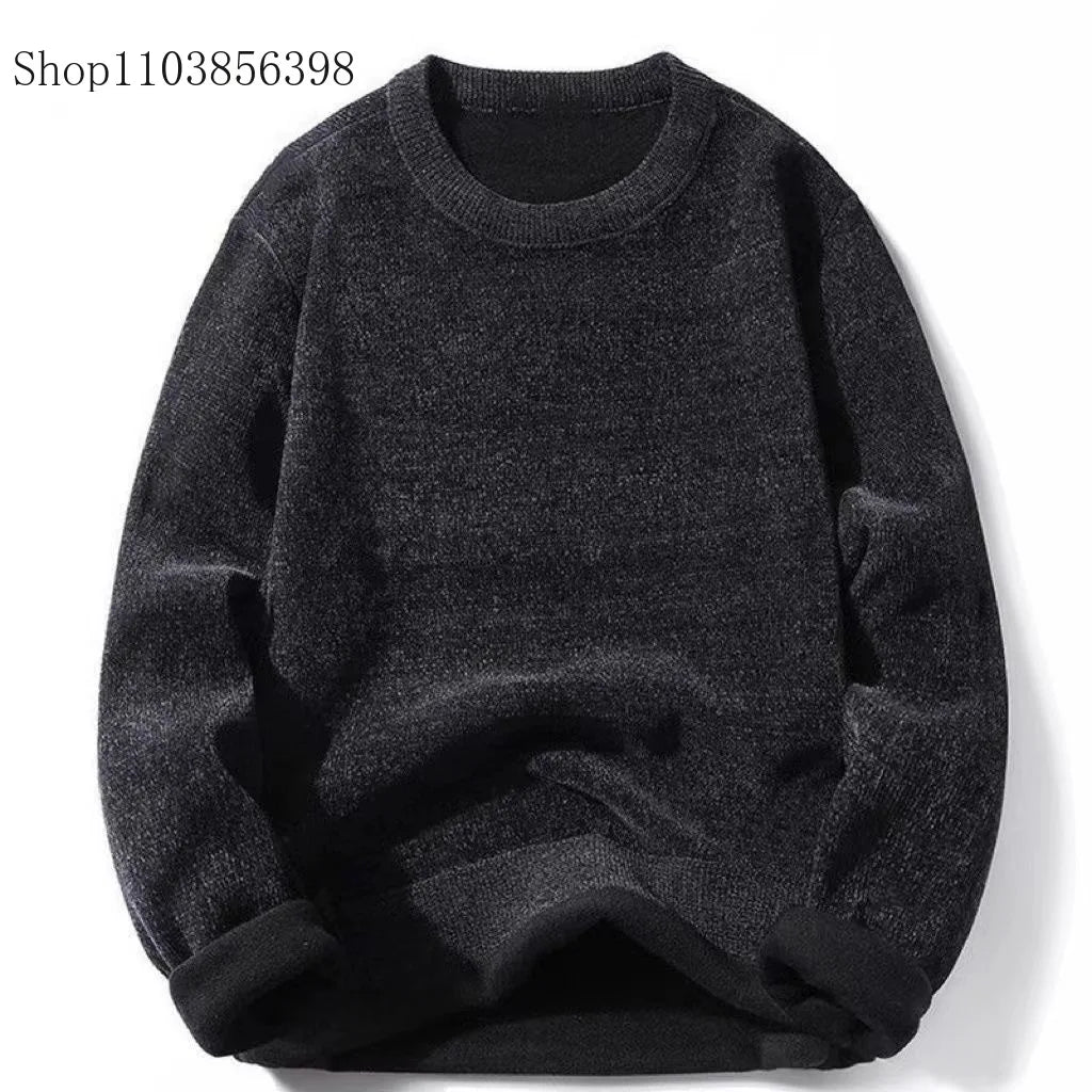 Men's Sweater Wool Warm Pullovers O-Neck Knit Winter Fit Tops Male Thick Knitwear Mens Jumpers Bottoming Shirt Plus Size 4XL 3XL