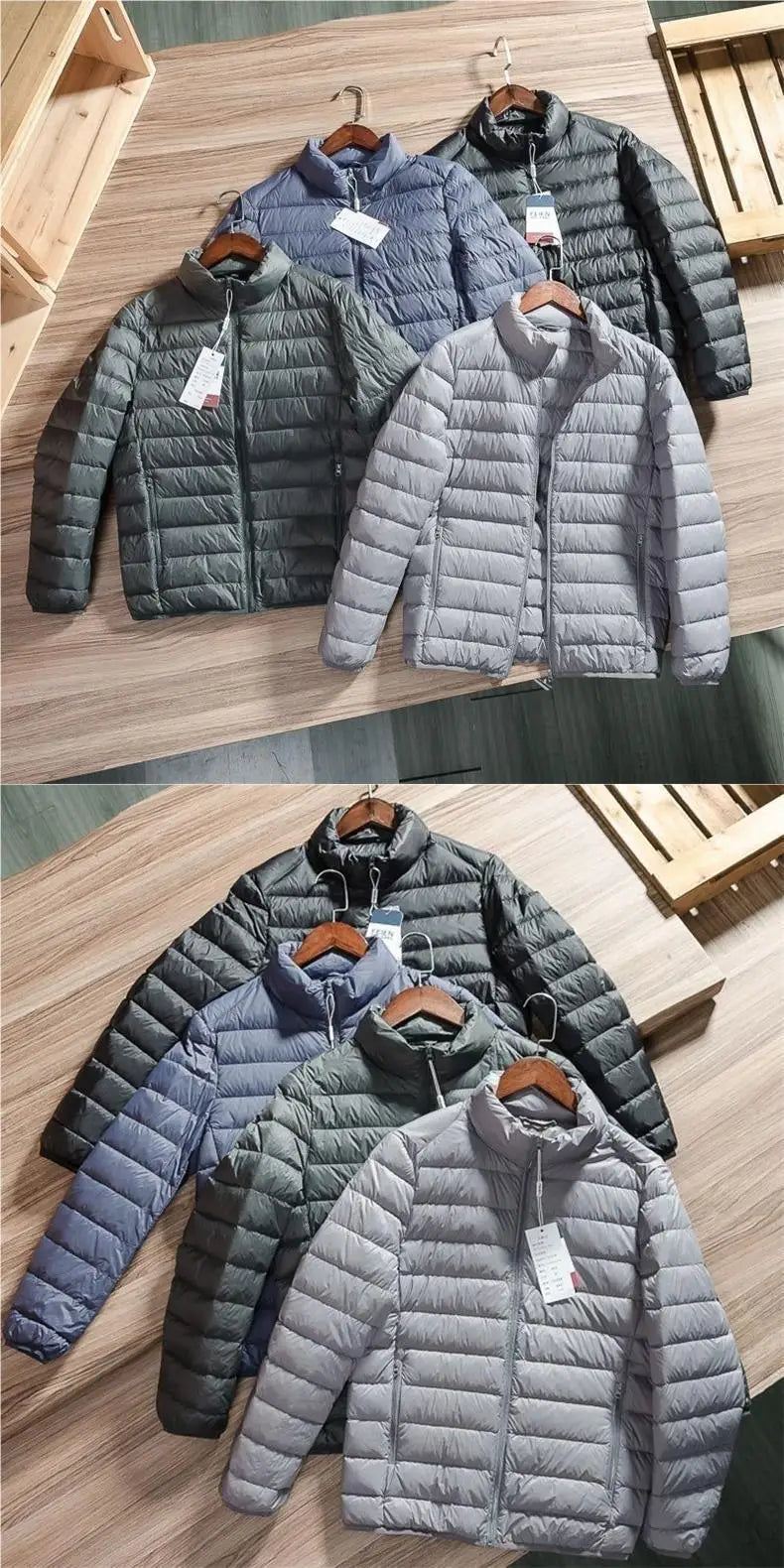 Lightweight Men's Quilted Jacket Hooded Stand Collar All-Match Winter Coat Casual Versatile Cotton Blend Fashion for All Seasons