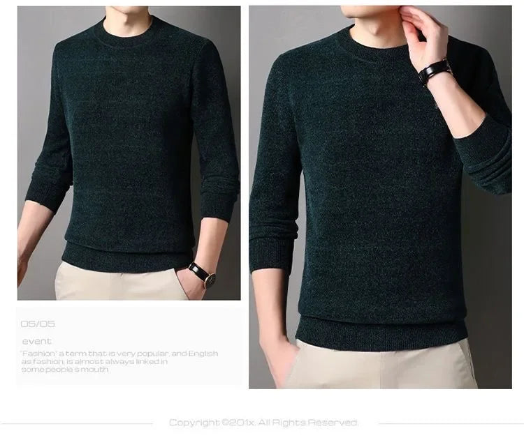 Men's Sweater Wool Warm Pullovers O-Neck Knit Winter Fit Tops Male Thick Knitwear Mens Jumpers Bottoming Shirt Plus Size 4XL 3XL