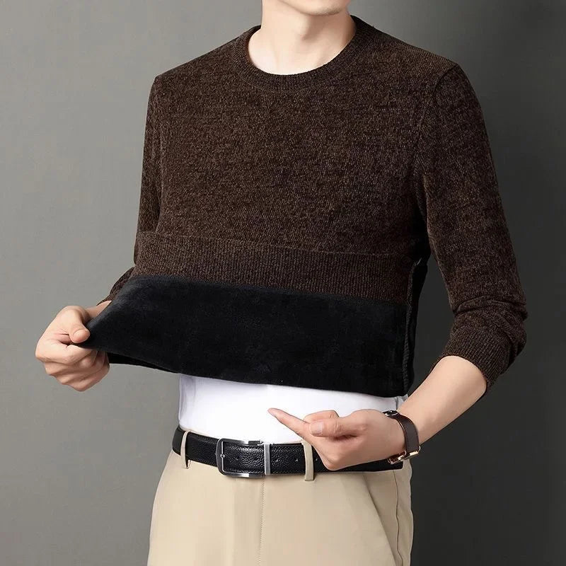 Men's Sweater Wool Warm Pullovers O-Neck Knit Winter Fit Tops Male Thick Knitwear Mens Jumpers Bottoming Shirt Plus Size 4XL 3XL