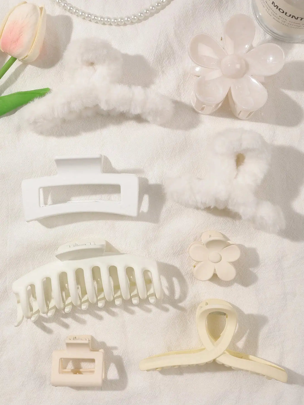8Pcs Autumn Winter Pink Fashion Hair Accessories for Women 4.9Inch Large Hair Claw Clips,Matte Banana Clip,Strong Hold Jaw Clip