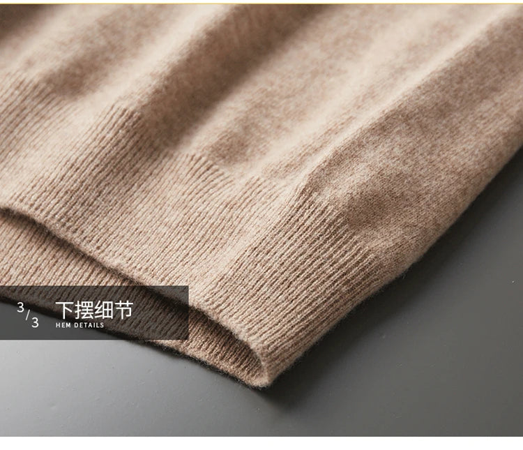 Men's Semi-High Collar First-line Clothing 100% Pure Wool Sweater Autumn New Loose Knit Pullover Leisure Long Sleeve Jacket Tops