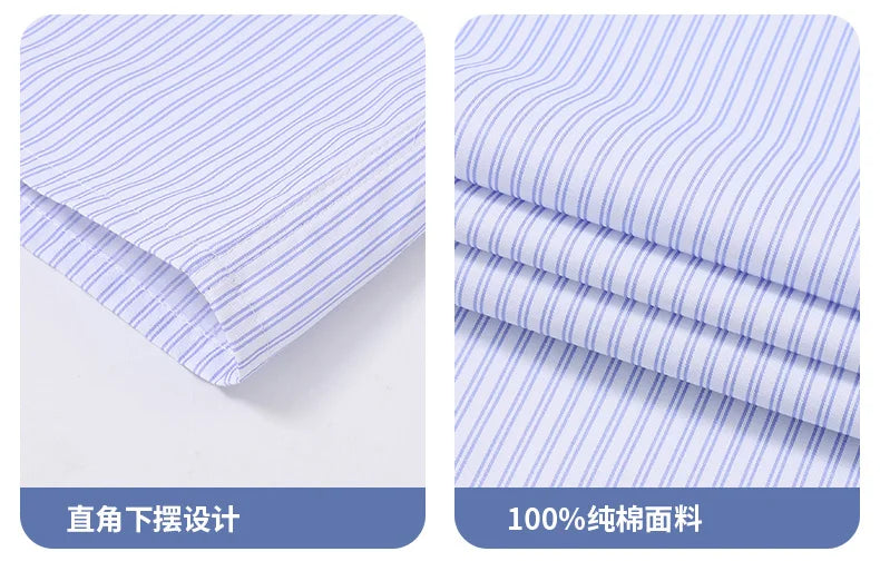 Plus Size 8XL 7XL 6XL Quality 100% Cotton Men's Shirts Long Sleeve Slim Fit Business Formal Striped Shirt Social Male Clothing