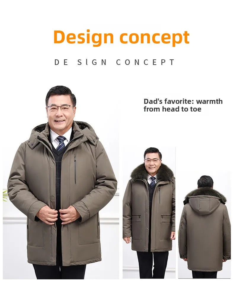 Canada Fashion Winter Jacket for Men Down Coat Parka Men's White Goose Down Jacket Long Padding Detachable Down Inner Liner H819