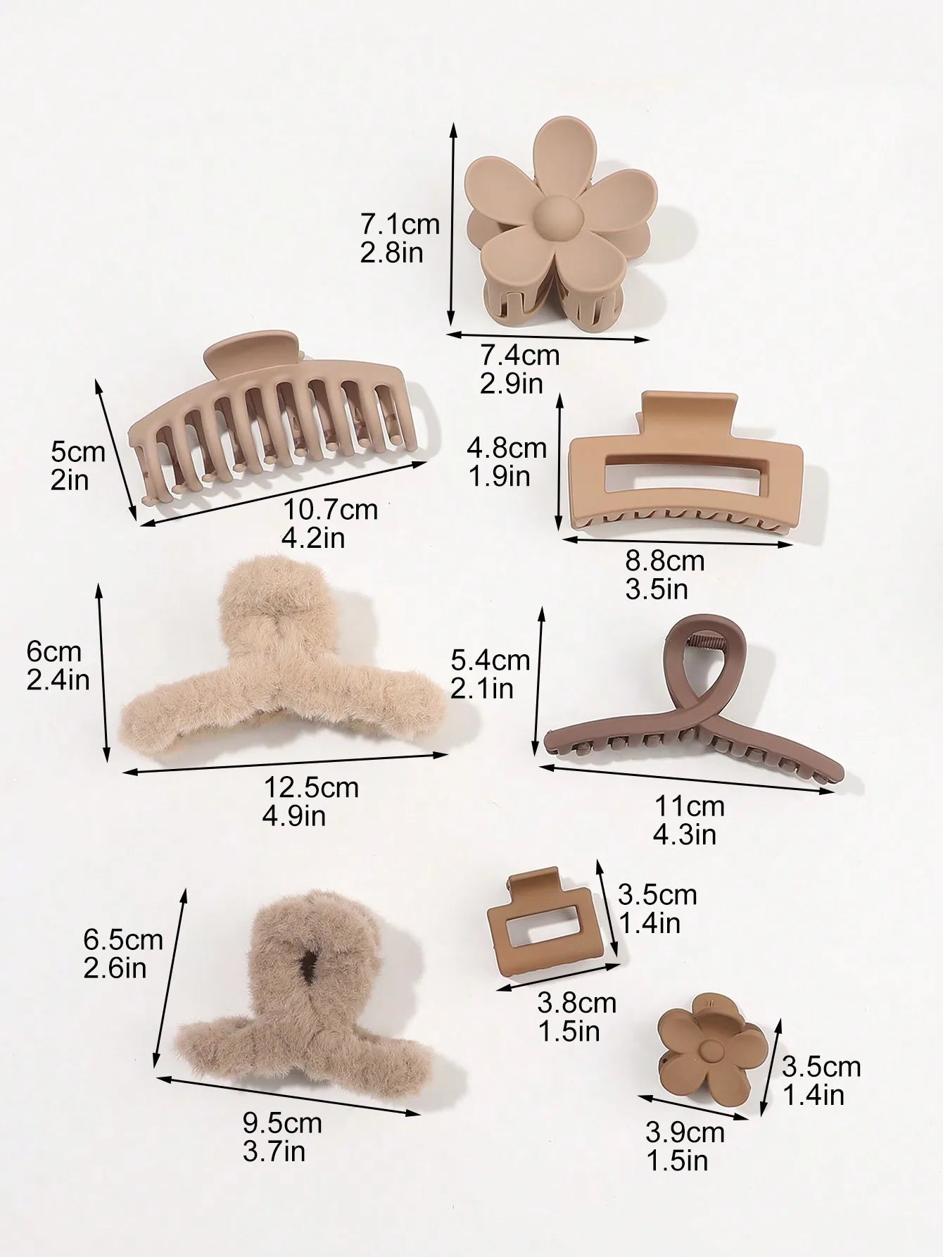 8Pcs Autumn Winter Pink Fashion Hair Accessories for Women 4.9Inch Large Hair Claw Clips,Matte Banana Clip,Strong Hold Jaw Clip