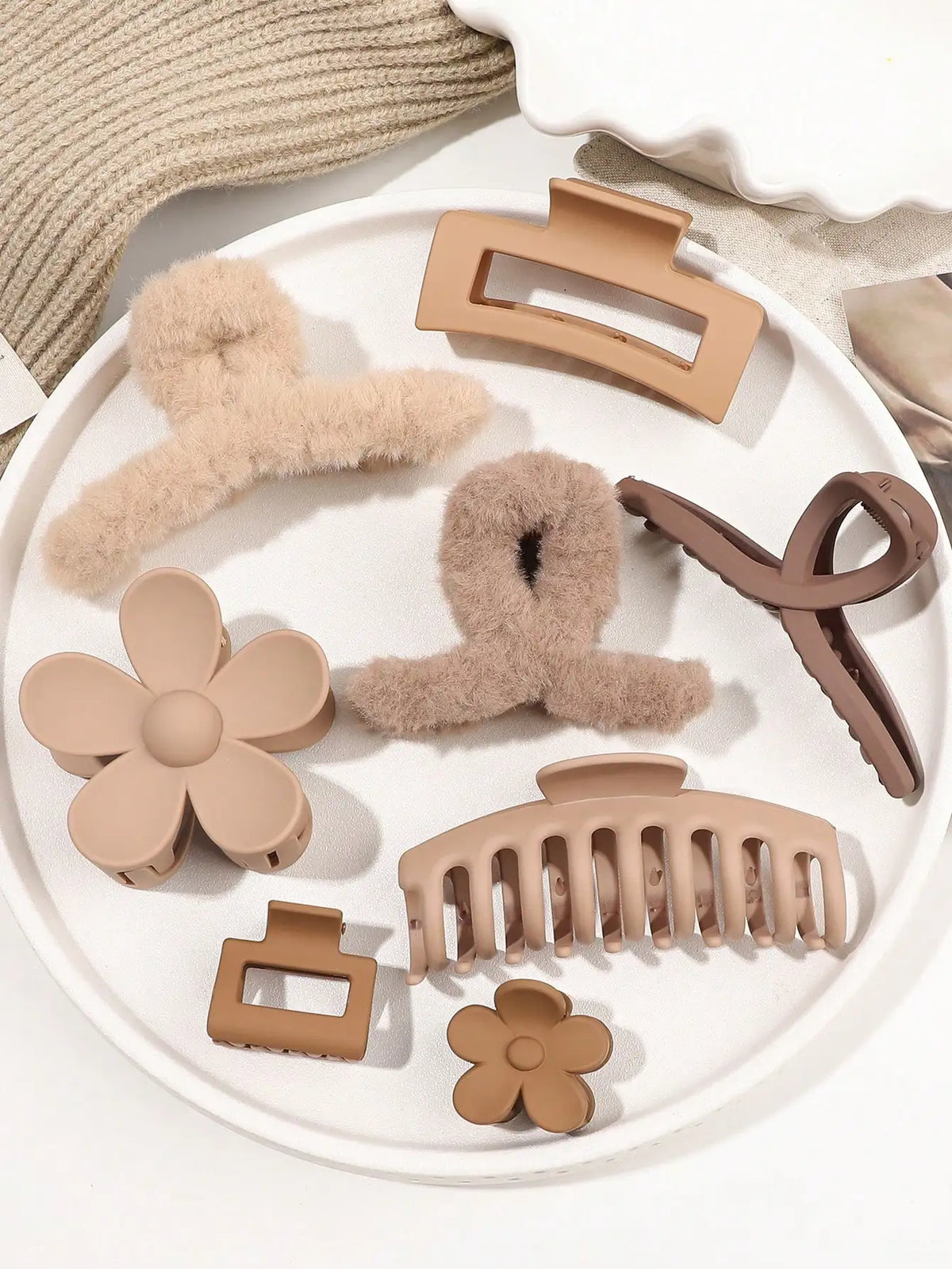 8Pcs Autumn Winter Pink Fashion Hair Accessories for Women 4.9Inch Large Hair Claw Clips,Matte Banana Clip,Strong Hold Jaw Clip