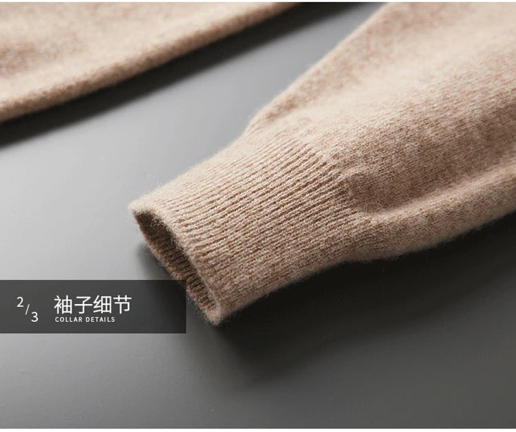 Men's Semi-High Collar First-line Clothing 100% Pure Wool Sweater Autumn New Loose Knit Pullover Leisure Long Sleeve Jacket Tops